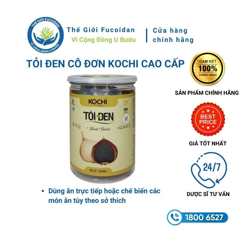 Tỏi đen Cô đơn KOCHI cao cấp nguyên vỏ - Hộp 250g - Hỗ trợ sức đề kháng