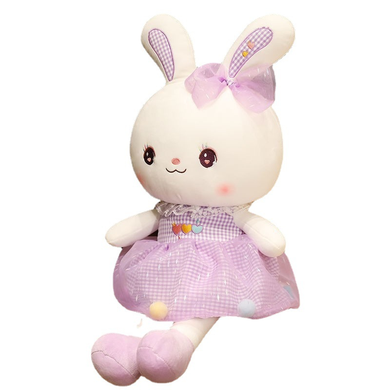 Gấu bông thỏ mặc váy quả bông dễ thương, quà tặng cho bé