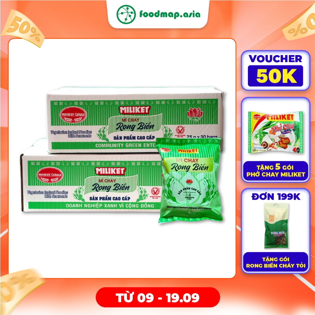 Mì Chay Rong Biển Miliket Ngon Dễ Ăn - Thùng 30 gói - FoodMap