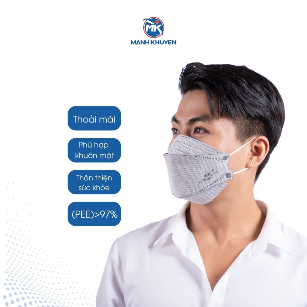 Khẩu trang KF94, Khẩu trang Mạnh Khuyên không thấm nước, kháng khuẩn không gây dị ứng da
