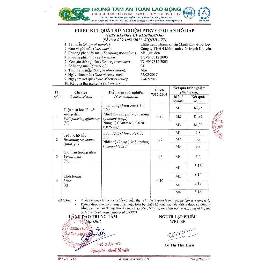 Khẩu trang KF94, Khẩu trang Mạnh Khuyên không thấm nước, kháng khuẩn không gây dị ứng da