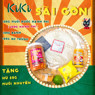 Bánh tráng phơi sương KiKi, set mini 100g bánh + 100g bơ béo + 100g muối ruốc hành phi + 20g muối nhuyễn