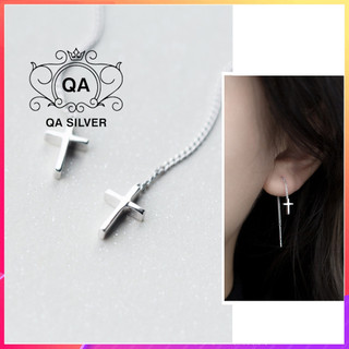 Khuyên tai bạc 925 mặt thánh giá thập tự dáng dài bông nữ S925 CROSS QA SILVER Earrings EA230805