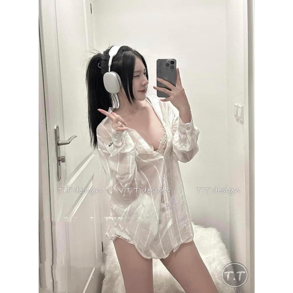 Áo smi kẻ balenciaga