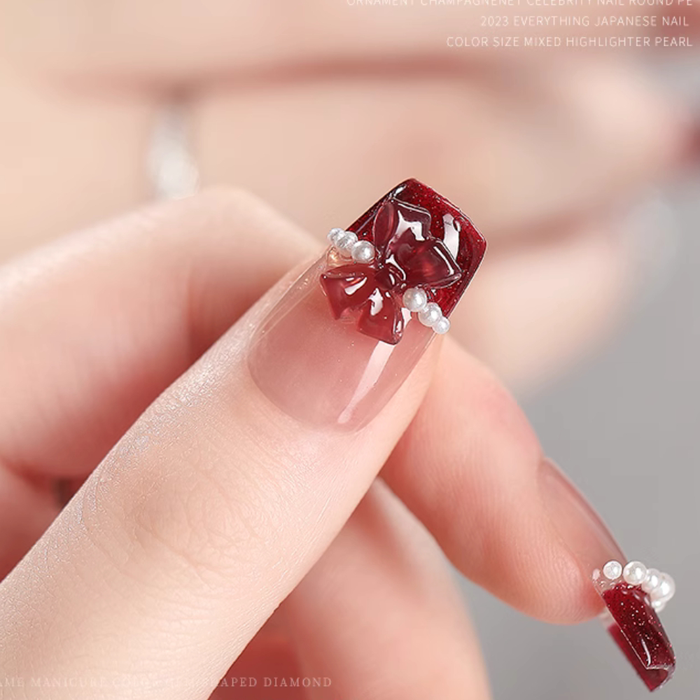 Set Ngọc Trai Nửa Nail Mix Size Chia Ô Nhân Tạo Cao Cấp Trang Trí Móng ANGELICA STN