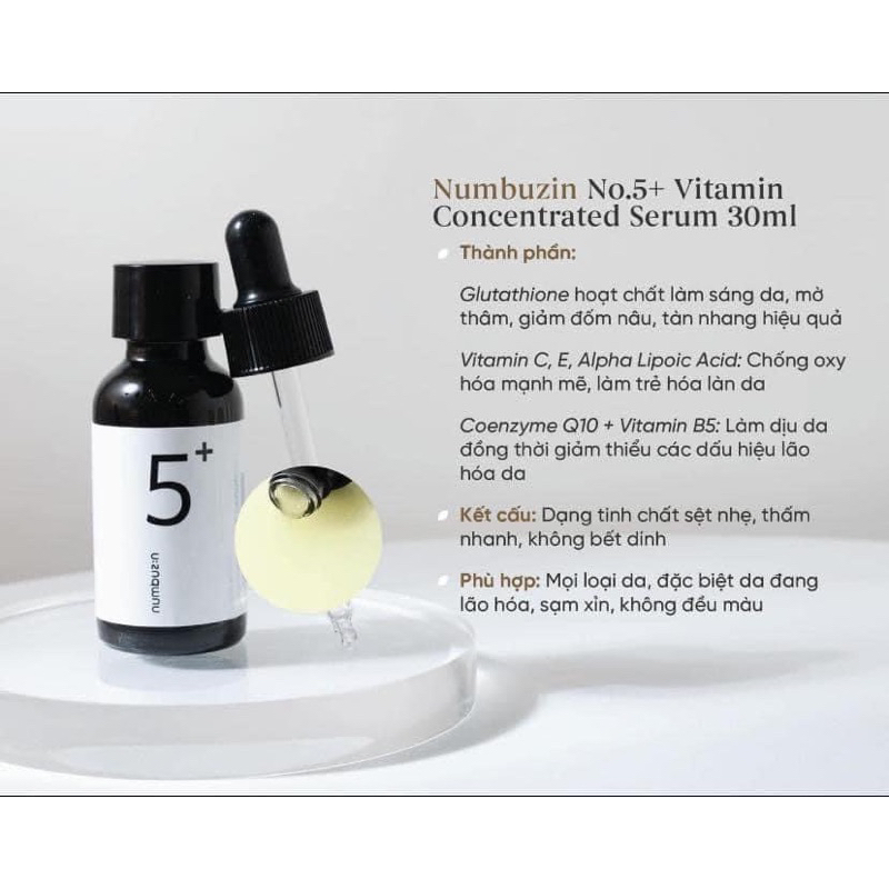 TINH CHẤT NUMBUZIN NO.5 VITAMIN CONCENTRATED SERUM 30ML