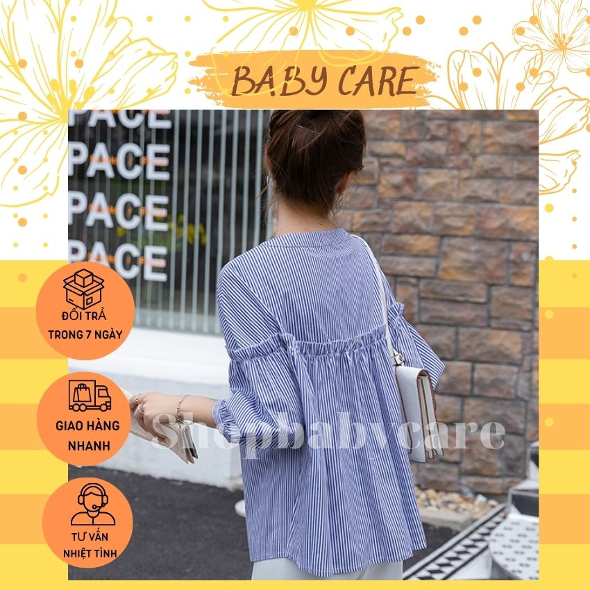 ÁO BẦU BABYDOLL KẺ LỬNG M282 THỜI TRANG- ÁO CÔNG SỞ CHO MẸ BẦU RỘNG THOẢI MÁI SUỐT NGÀY DÀI