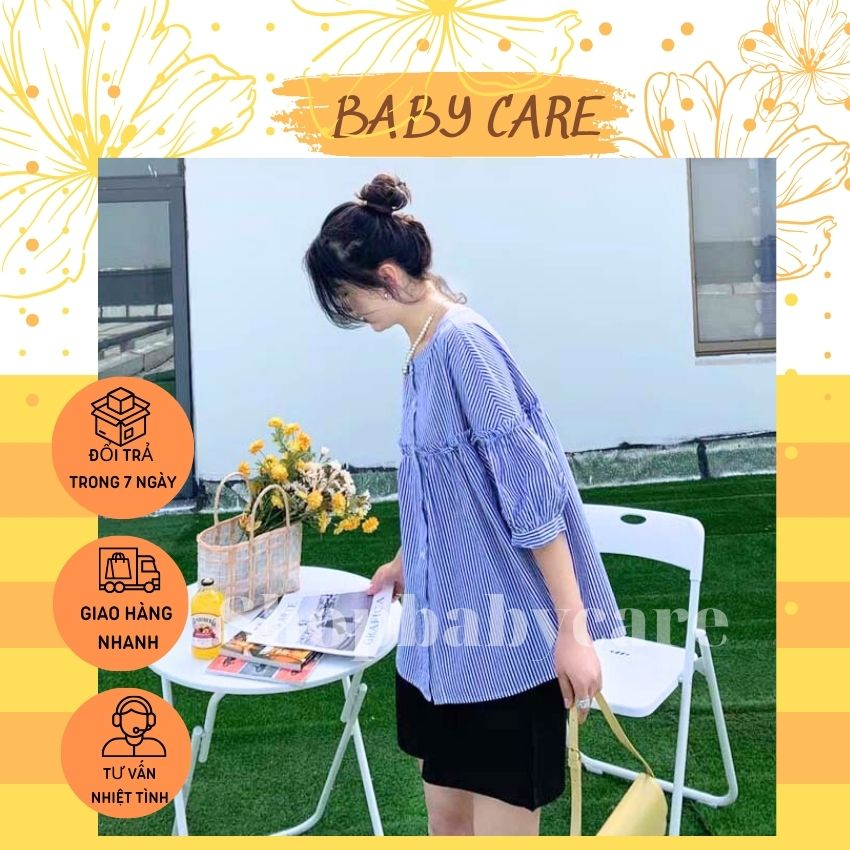 ÁO BẦU BABYDOLL KẺ LỬNG M282 THỜI TRANG- ÁO CÔNG SỞ CHO MẸ BẦU RỘNG THOẢI MÁI SUỐT NGÀY DÀI