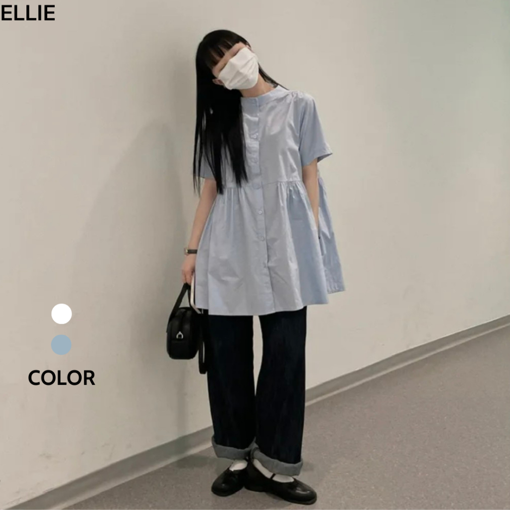 Áo váy baby doll điệu đà nữ tính basic phong cách Hàn Quốc elliehn