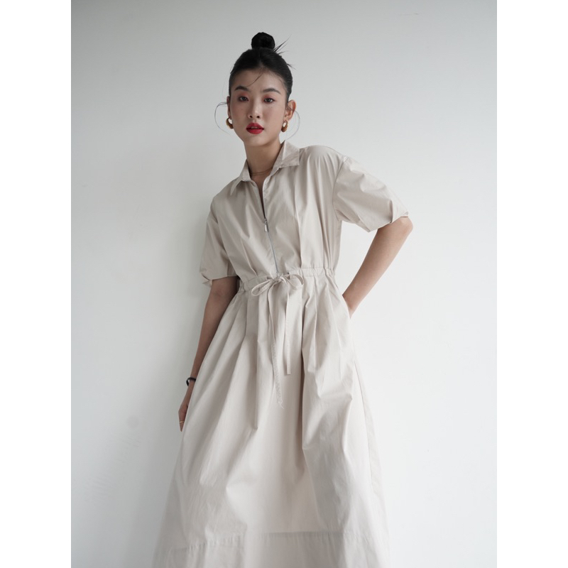 Đầm sơ mi thắt eo