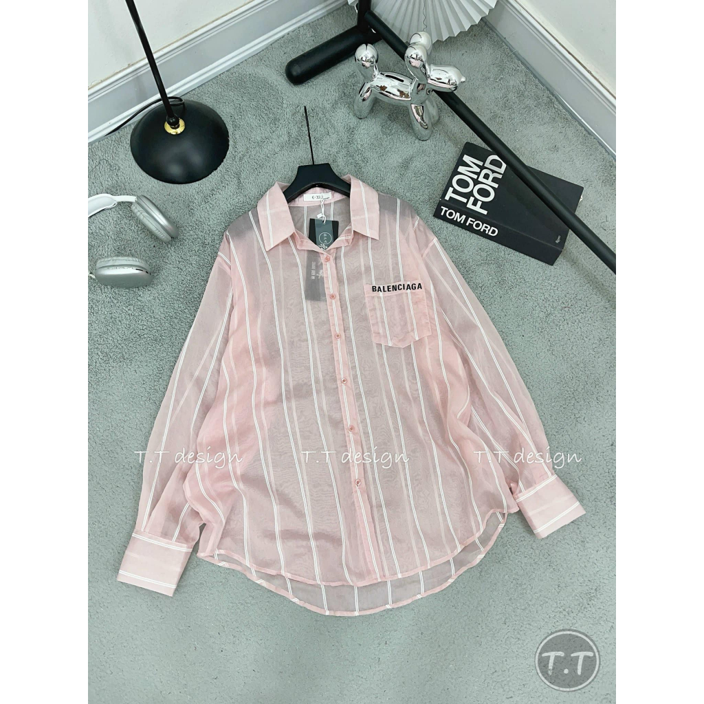 Áo smi kẻ balenciaga