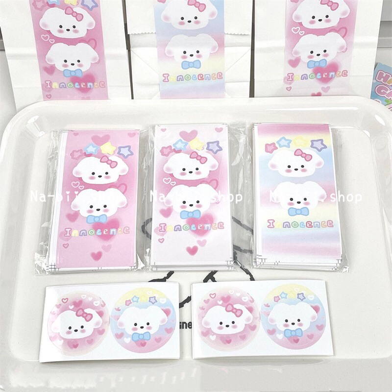 Tem dán niêm phong nhãn dán hình chó bông Set 10c