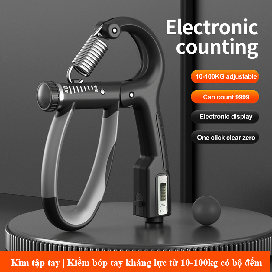 Kìm Bóp Tay VIÊT MART, Bóp Tập Cơ Tay, dụng cụ tập cơ tay lực 10 100kg, Kìm Bóp Tay Có Đếm Số, Tăng Mạnh Cơ Tay.