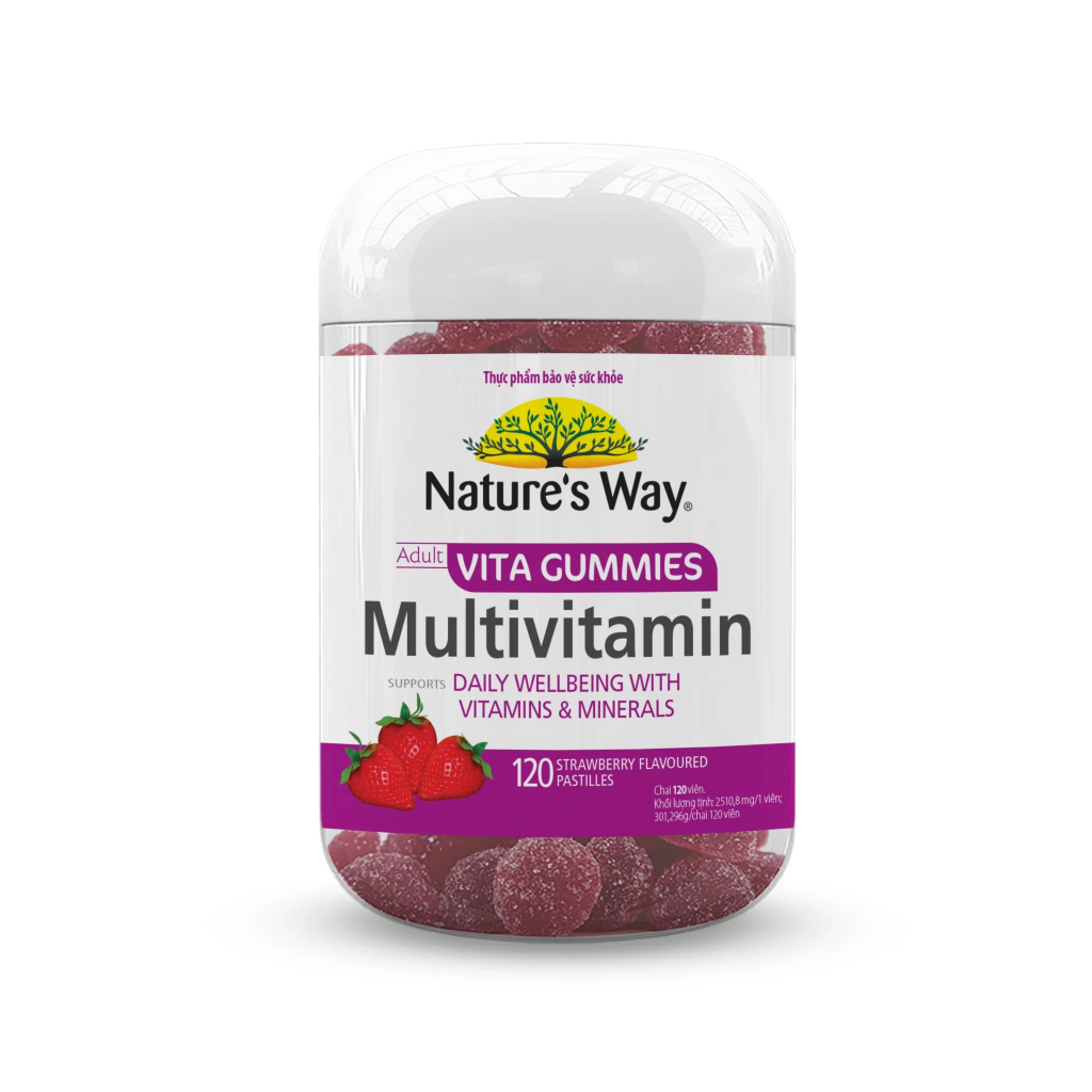 Kẹo Dẻo Multivitamin Nature's Way Vita Gummies MULTIVITAMIN, Bổ Sung Vitamin, Khoáng Chất Và Tăng Cường Sức Khỏe 120v/h
