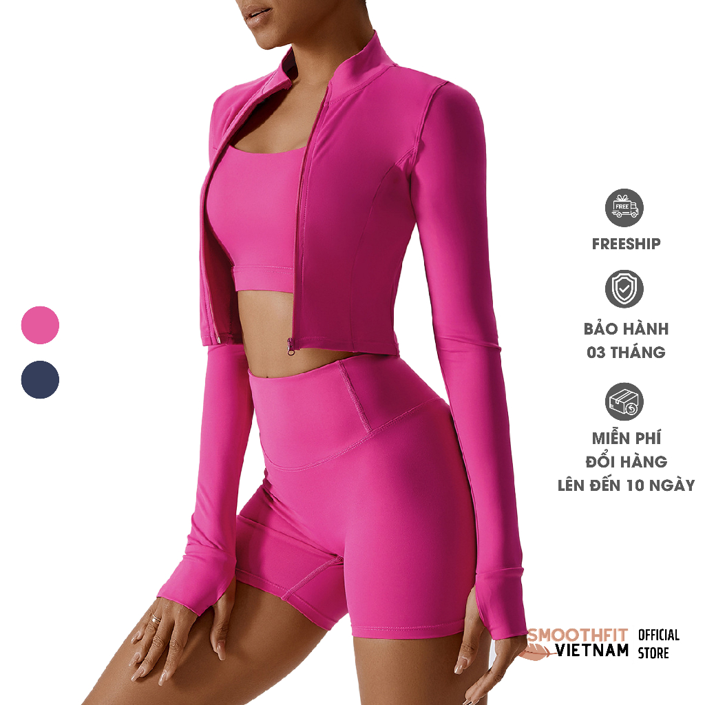 Áo Khoác Tập Gym Nữ - Chất Liệu Thun Cao Cấp SmoothFitVN AK 8047 Co Dãn 4 Chiều - Tập Gym, Yoga, Pilates Thể Dục