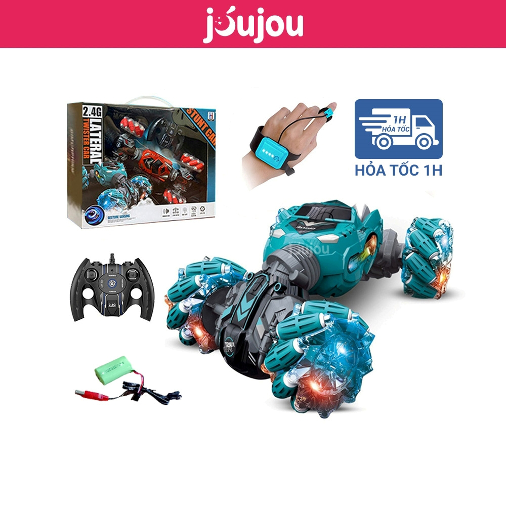 Xe điều khiển từ xa mini JuJou xe địa hình điều khiển từ xa bằng cử động tay và tay cầm xoay 360 độ có nhạc đèn