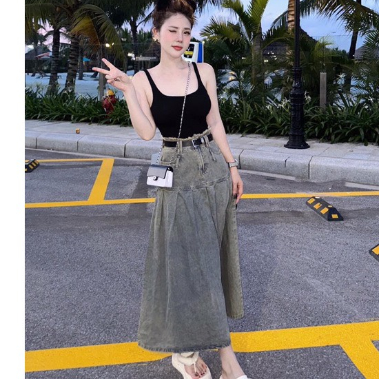 Chân váy jean xếp ly dáng dài - Retrostyle- CVJeancaptuarua1321.1326_P11K5