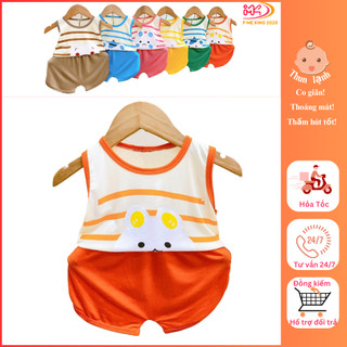  MK398 (6-16KG) Bộ áo ba lỗ quần cộc vát phối sọc in hình chất thun lạnh cho bé dưới 3 tuổi