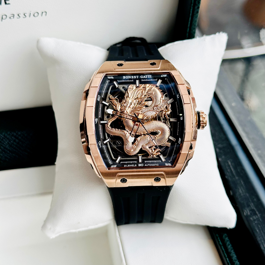 Đồng hồ nam dây cao su Bonest Gatti Ghost Dragon Star Rose BG5606G
