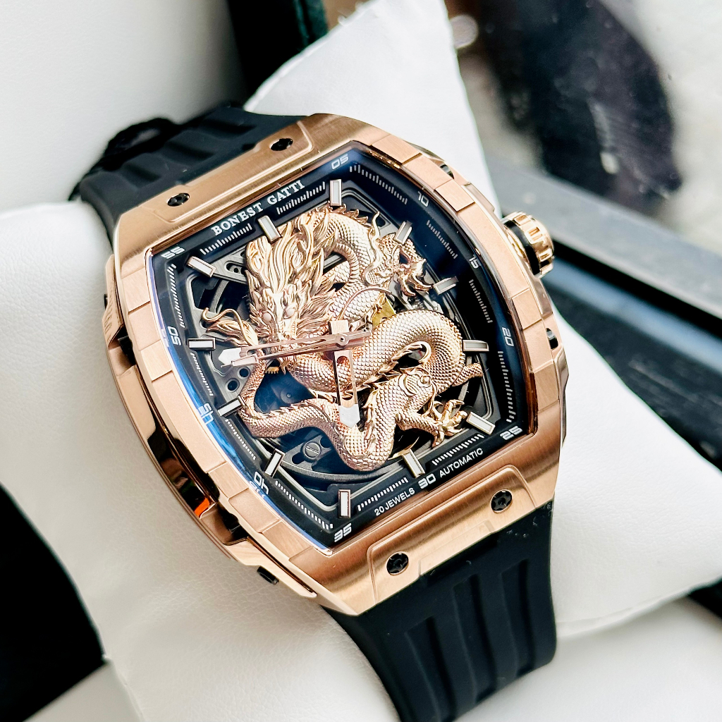 Đồng hồ nam dây cao su Bonest Gatti Ghost Dragon Star Rose BG5606G