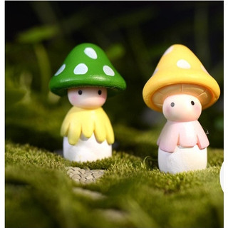 Tiểu cảnh cô bé nấm làm phụ kiện trang trí terrarium, sen đá, xương rồng, charm slime, cây cảnh mini cây để bàn