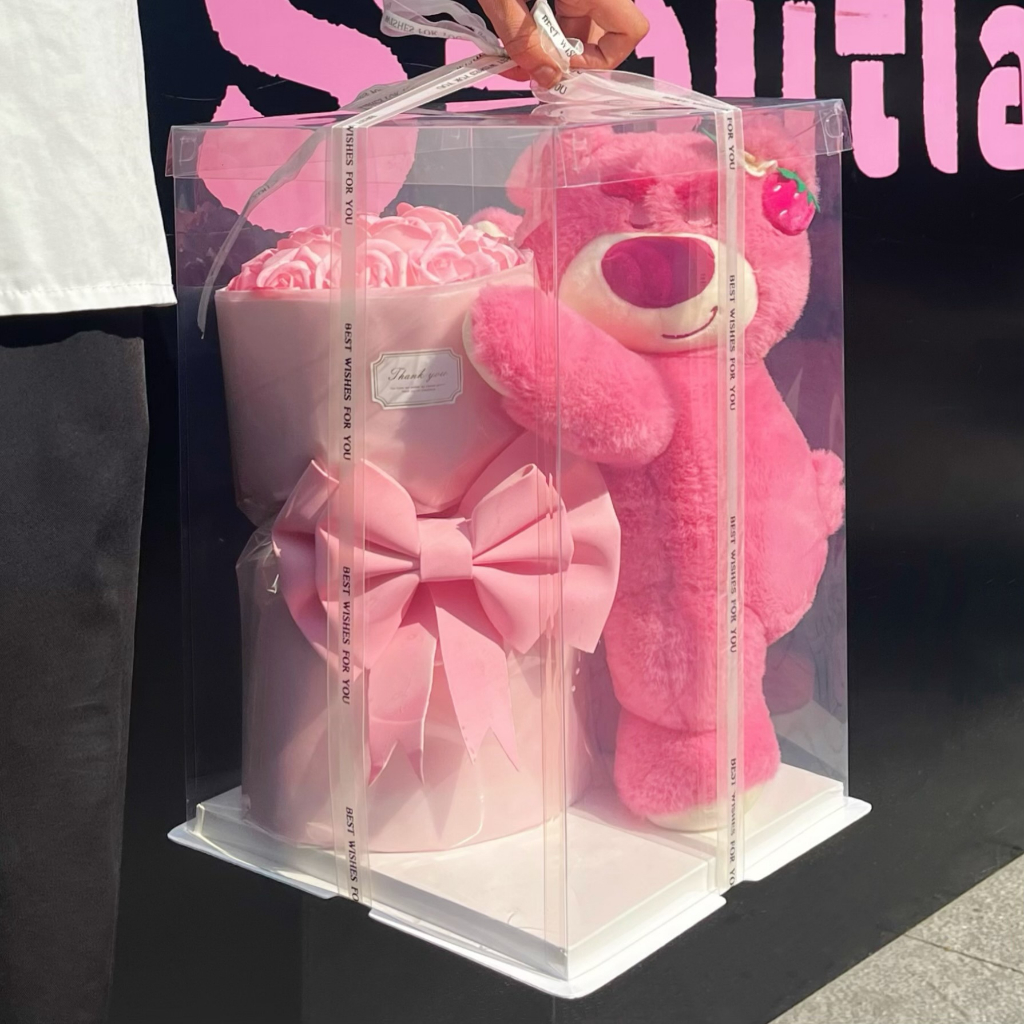 Tổng Kho Quà Tặng Gấu Bông Dâu Lotso + Bó Hoa Sáp tặng sinh nhật người yêu