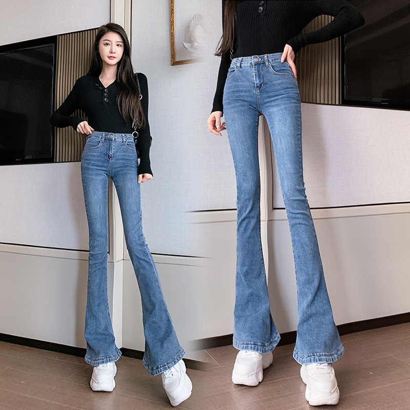 Quần jeans nữ ống loe co giãn MIAA lưng cao chất jean dày dặn, quần bò ống loe nữ cạp cao ôm eo đủ size S-XL