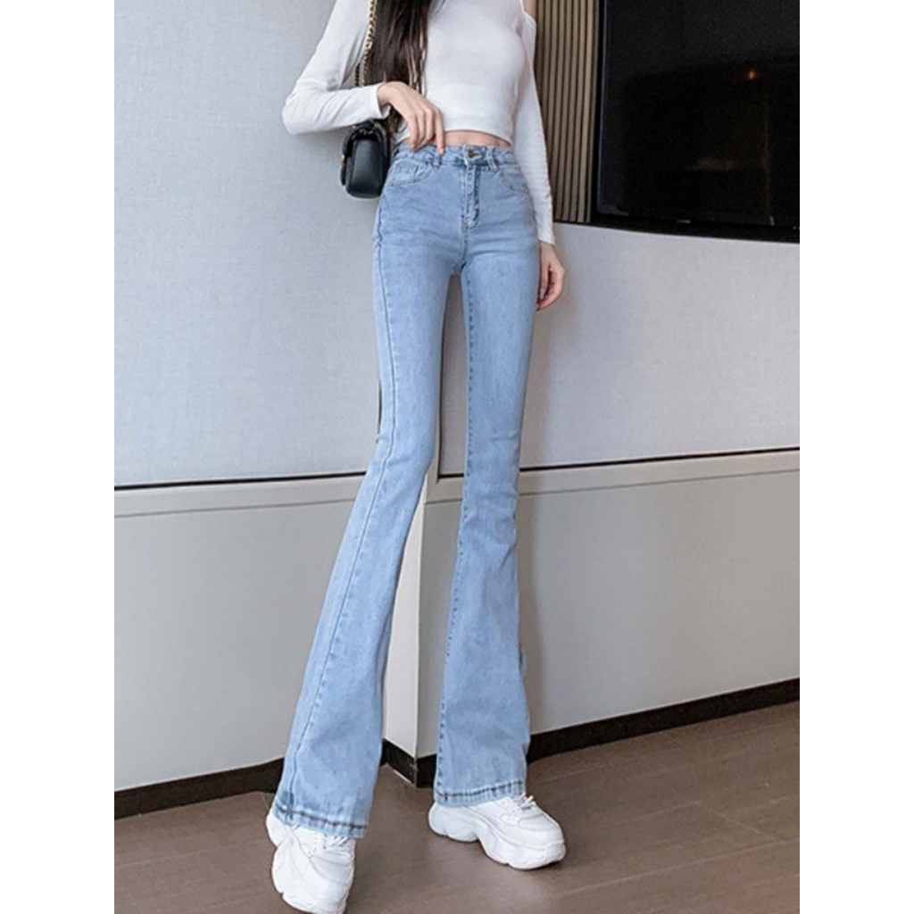 Quần jeans nữ ống loe co giãn MIAA lưng cao chất jean dày dặn, quần bò ống loe nữ cạp cao ôm eo đủ size S-XL