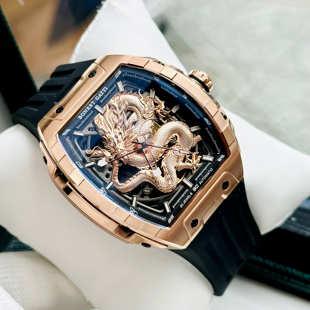 Đồng hồ nam dây cao su Bonest Gatti Ghost Dragon Star Rose BG5606G