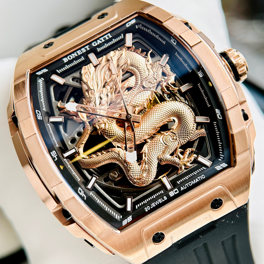 Đồng hồ nam dây cao su Bonest Gatti Ghost Dragon Star Rose BG5606G