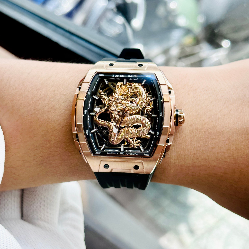 Đồng hồ nam dây cao su Bonest Gatti Ghost Dragon Star Rose BG5606G