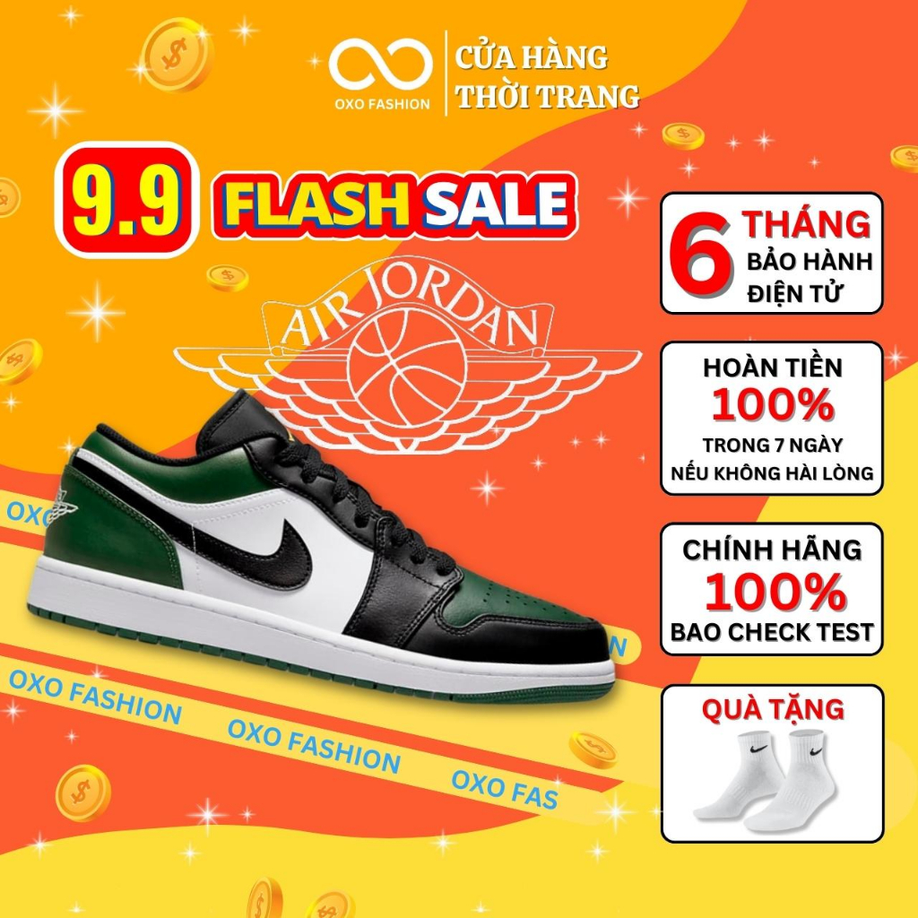 Giày Nike Air Jordan 1 Low Green Toe 553558-371 chính hãng dành cho nam nữ, Jordan 1 Green Toe real Fullbox OXO FASHION