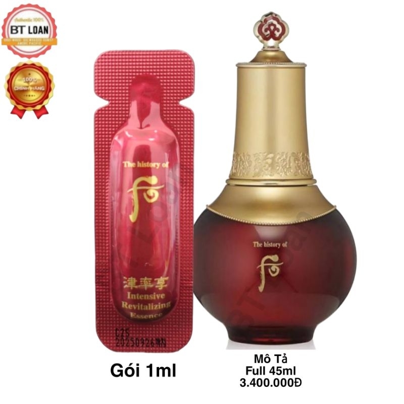 Gói Tinh Chất chống nhăn bổ sung tân dịch trẻ hóa da Whoo đỏ Jinyulhyang Intensive Revitalizing Essence