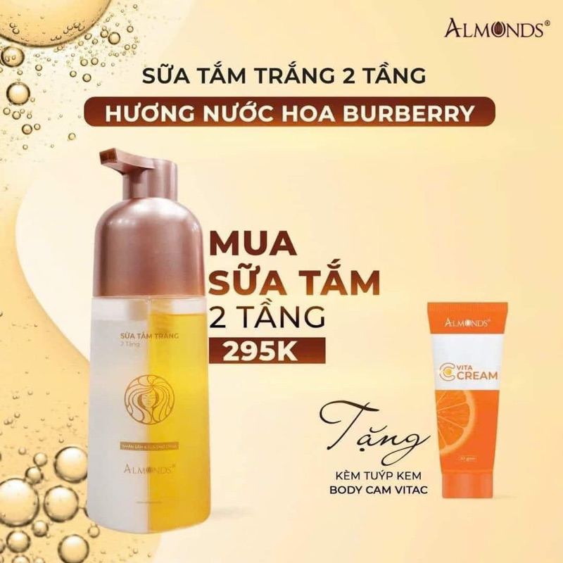 Sữa  tắm  trắng 2 tầng chính hãng AlmondsSl có hạn
