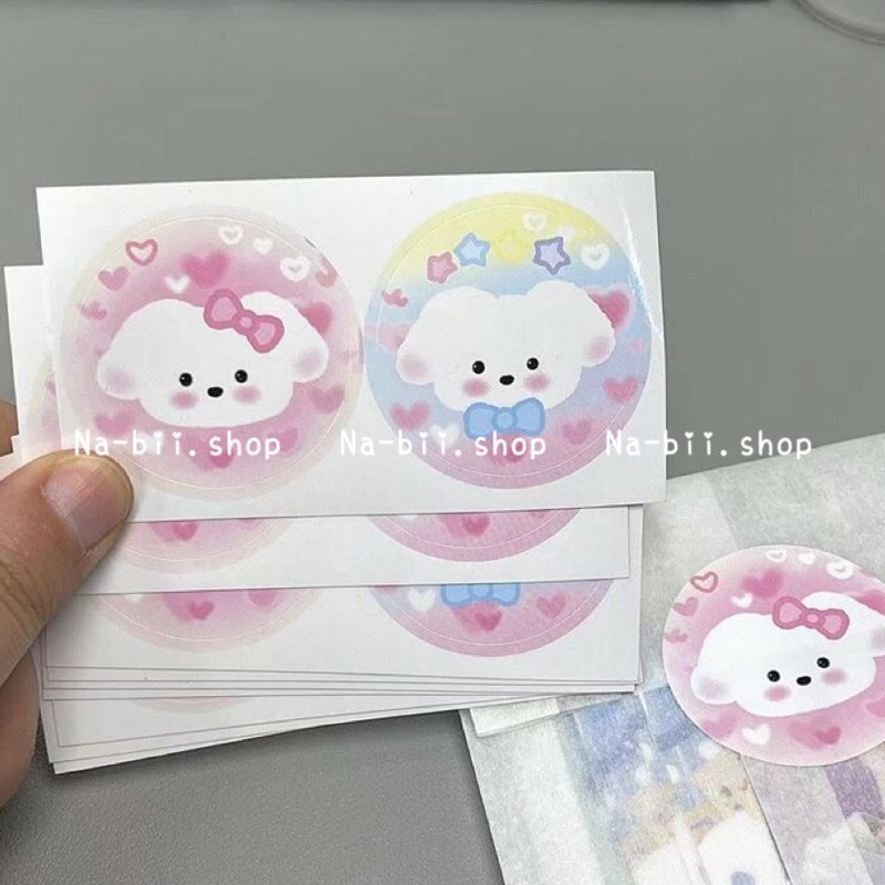 Tem dán niêm phong nhãn dán hình chó bông Set 10c