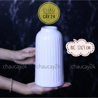Bình hoa gốm sứ Bát Tràng, lọ hoa trang trí dáng lồng chim