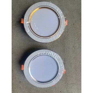 Đèn Led âm trần đổi 3 màu,9w phi 90 viền vàng và viền bạc(như hình).