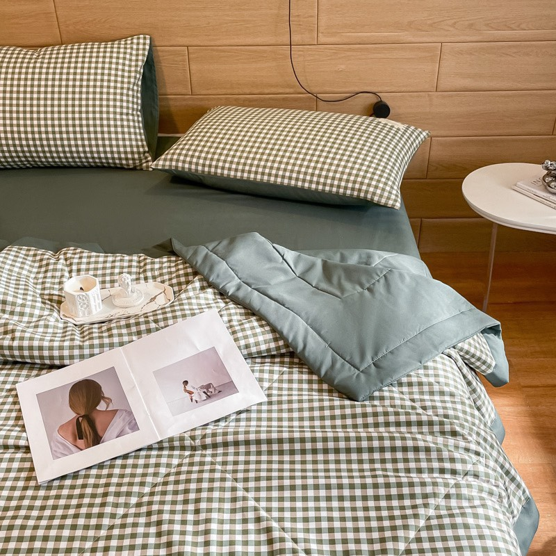 Bộ chăn chần ga gối cotton Tici decor phòng ngủ vintage