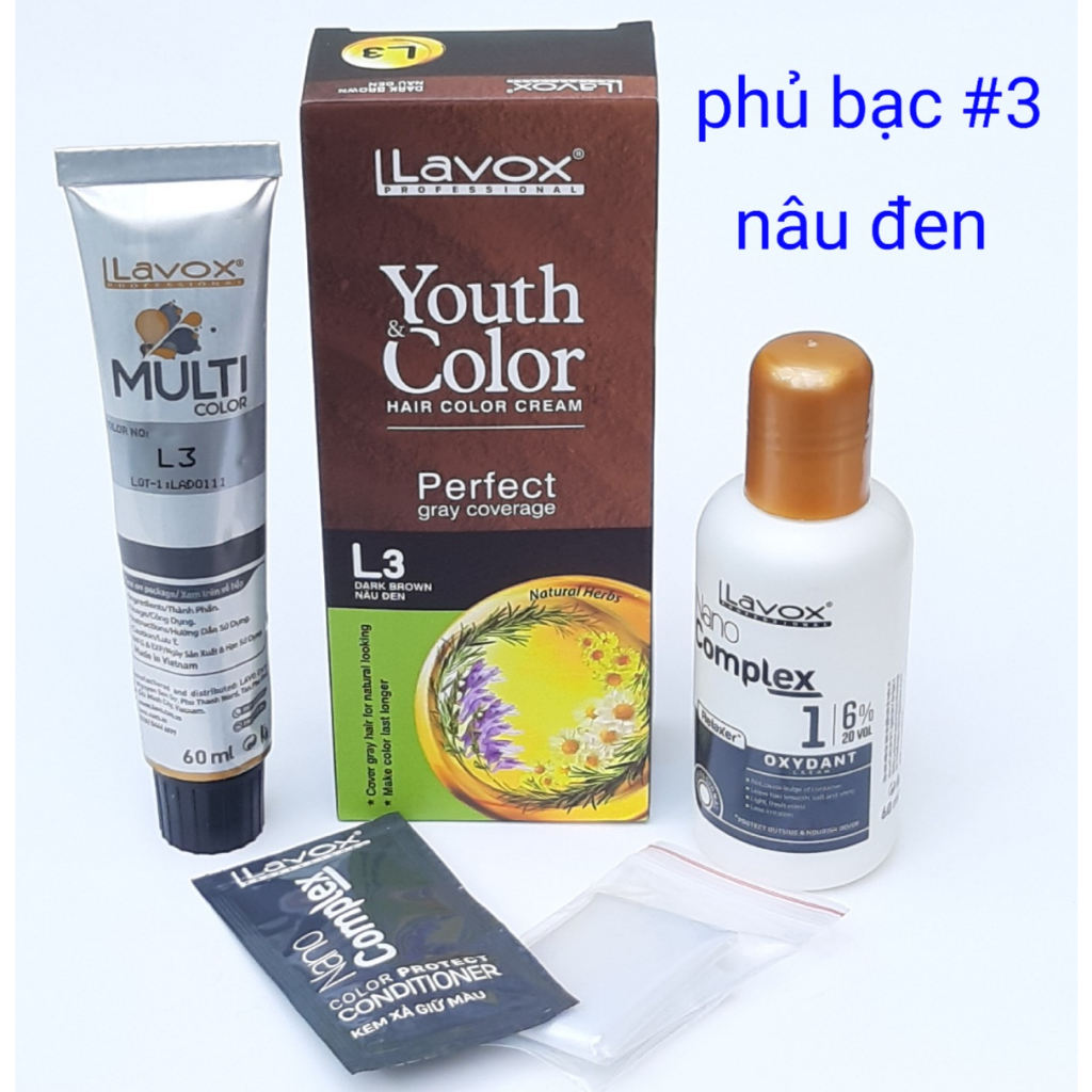Kem nhuộm màu Lavox Youth color TẶNG Kèm Oxy Trợ Nhuộm lavox tím Collagen 3D hot color trend
