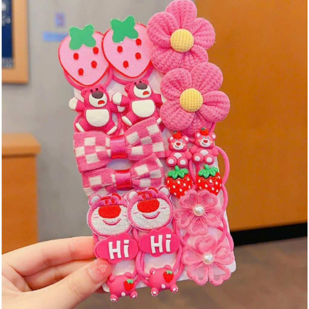 Set 20 kẹp tóc cho bé hình gấu dâu cực dễ thương|Hd96