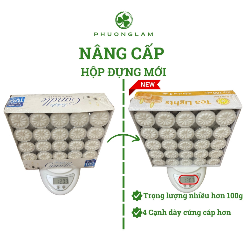 Nến tealight 100 viên bông mai đốt 4 giờ không khói không mùi trang trí tiệc sinh nhật đèn đốt xông tinh dầu
