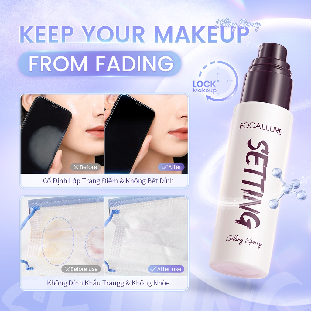 XỊT KHÓA MAKEUP SETTING SPRAY FOCALLURE KHÓA NỀN LÂU TRÔI KHÔNG BỊ NHÒE FA352