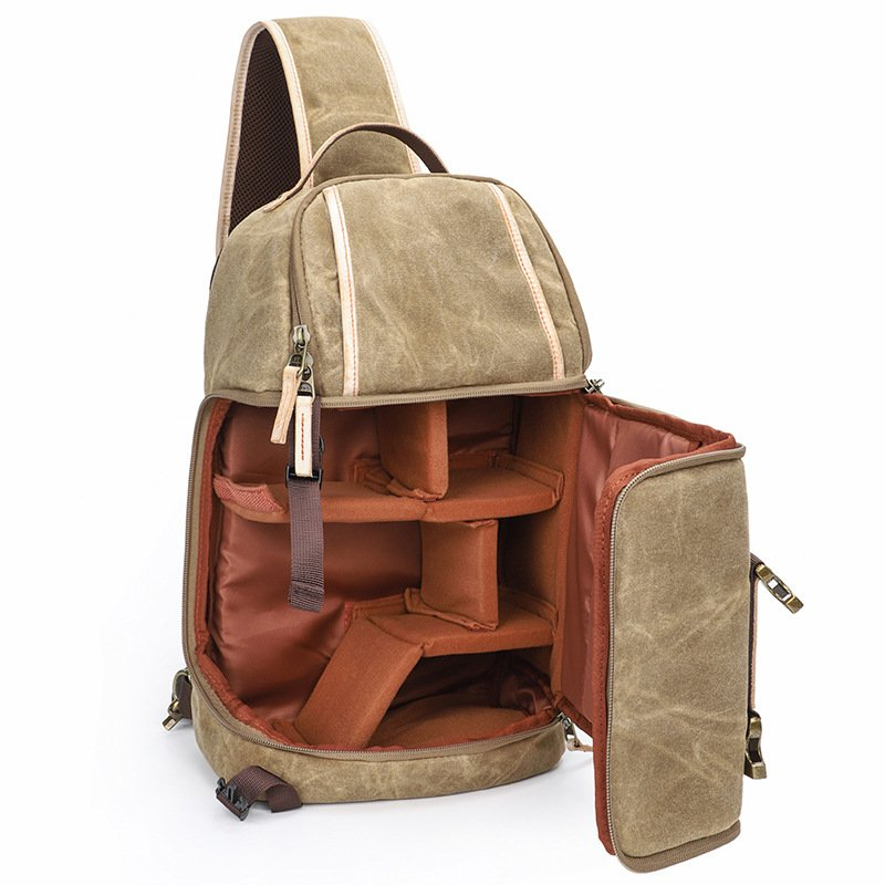 Balo máy ảnh đeo chéo thời trang vải Canvas cao cấp-LOCATION