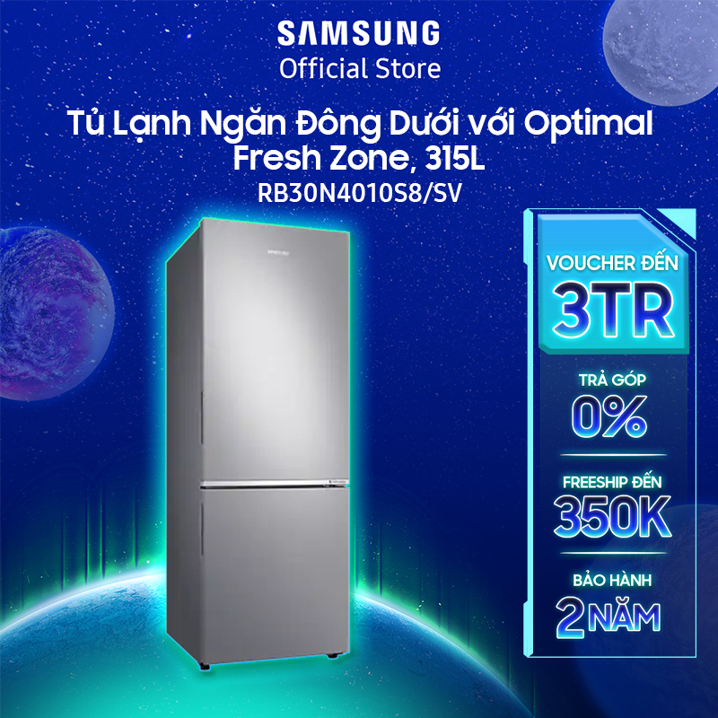Tủ Lạnh Samsung Ngăn Đông Dưới với Optimal Fresh Zone RB30N4010S8/SV 310L - Hàng Chính Hãng
