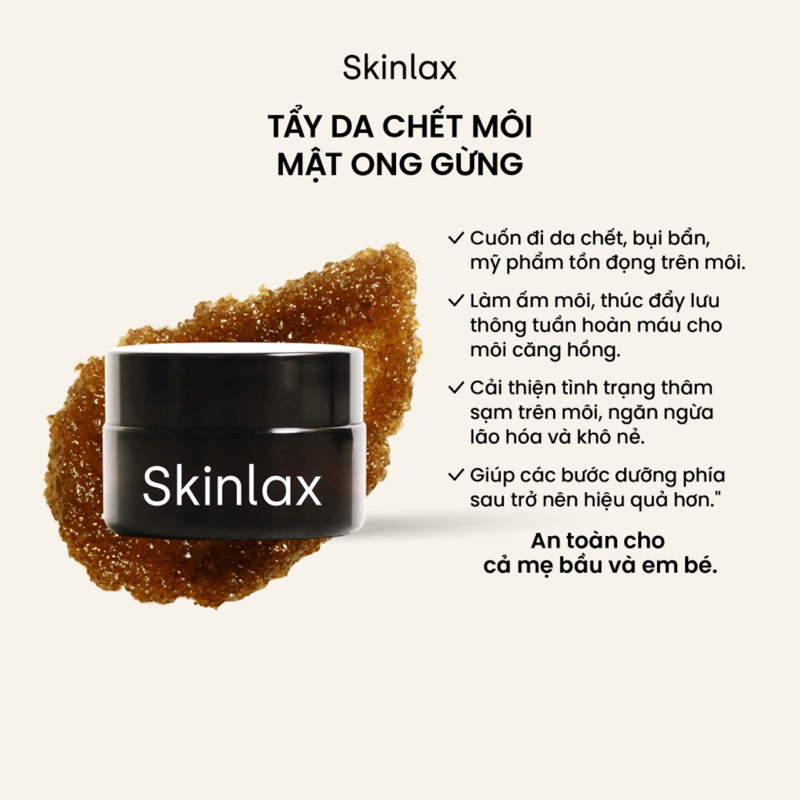 Tẩy Da Chết Môi Mật Ong Gừng SKINLAX 20g