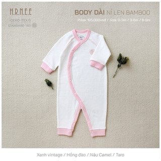 Hrnee Bộ body dài tay cho bé sơ sinh chất nỉ len bamboo mùa đông mẫu mới 2023
