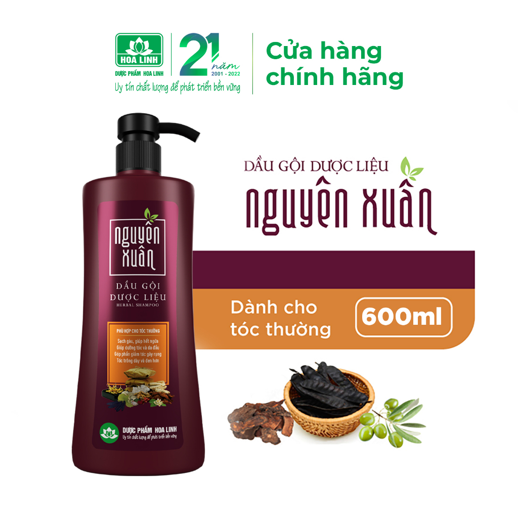 Dầu Gội Dược Liệu Nguyên Xuân Nâu 600ml - Dành Cho Tóc Và Da Đầu Thường (Tặng thêm 10% thể tích giá không đổi)