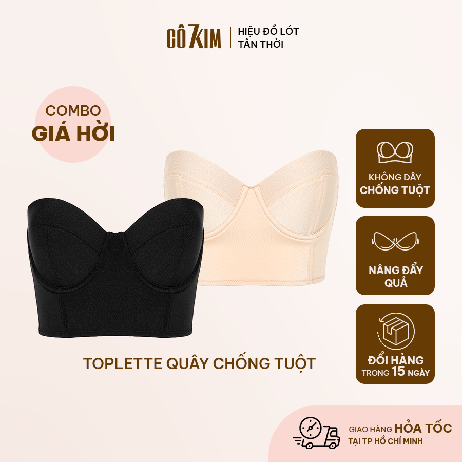 COMBO 2 Áo Cup Ngực Không Dây Chống Tuột CÔ 7 KIM Cup B/C - Mút 2cm Mềm Mại Gom Nâng Ngực Không Bị Bửa Quả - QT