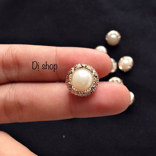Set 10 nút cườm bẹt sang , cúc sơ mi kích 1.3cm