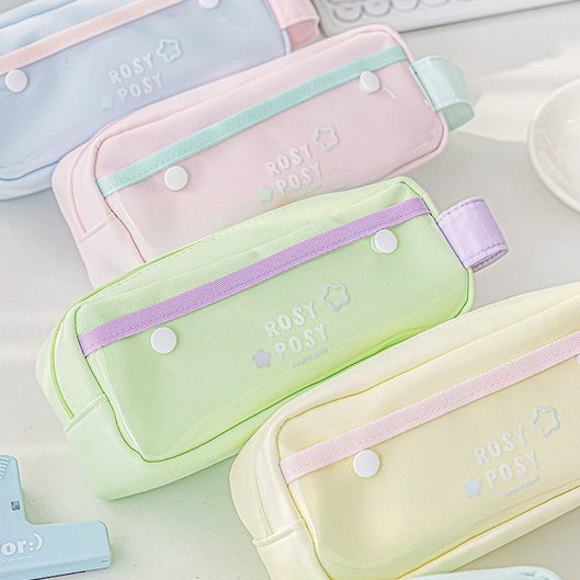 Túi Vải Đựng Bút Phối Màu Cực Ngọt SOFT-JUNIOR RosyPosy 4 Ngăn Nhiều Màu Pastel